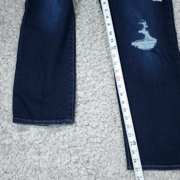 Levi's Ribcage Straight Ankle Stretch Jeans Dark Wash Blue Size 26x27 Ripped - Picture 9 of 9